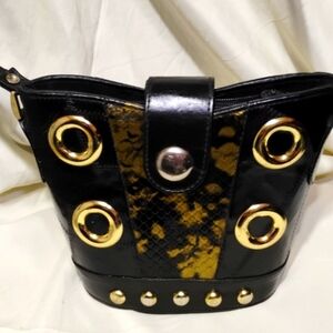 Vintage Black & gold structured Crossbody purse by ‘Renaissance’